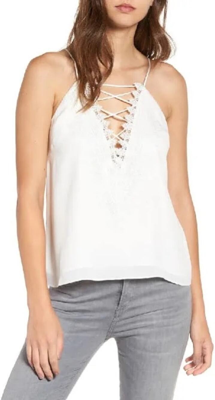 Wayf Posie Strappy Camisole In Ivory White Size 1X